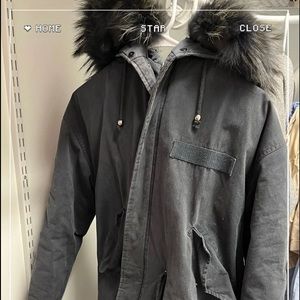Feather collar down coat for woman